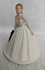 Wedding Cake Topper Brunette Bride Dragging Reluctant Groom Now I Have You