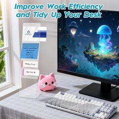 4 Pcs Multifunction Computer Monitor Memo Board, Clear Acrylic