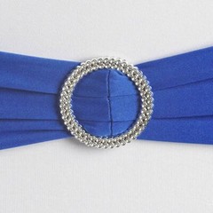 10 Royal Blue Spandex CHAIR SASHES with Silver Round Buckles Wedding Decorations