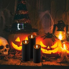 Set of 24 Flickering Black Flameless Candles, Battery Operated LED Red-24