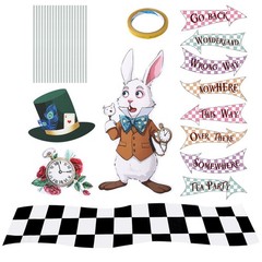 12 Pcs Wonderland Party Decorations, 118″ Black and White Checkered Runner Ca…