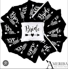 Bride Tribe Cotton Zipper Bags Set 12 Bride Tribe +1 Bride, Black/White