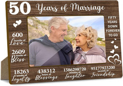 50Th Wedding Anniversary Picture Frame, 50 Years of Marriage Gifts for Wife Husb