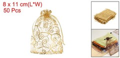 50Pcs Organza Bags 3.1×4.3 Inch Candy Bags Mesh Bag Jewelry Bag Gold