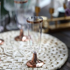 12 pcs 5 oz Clear with Rose Gold Rim Champagne Flutes Wedding Party Tableware