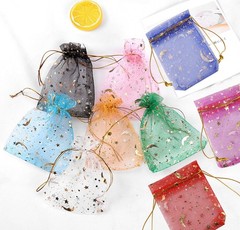 SUMAJU Moon Star Organza Bags | 100 PC Gift Pouches | 2.7×3.5 Inch