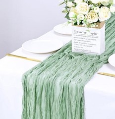 2 Pcs 13FT Sage Green Cheesecloth Table sage green cheesecloth table runner