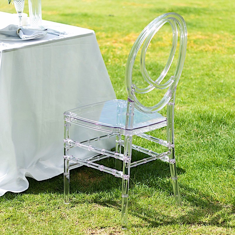 CLEAR Stackable Transparent Acrylic Chiavari CHAIR Armless Oval Back Party Event