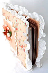 VTG Shabby Chic Photo Album Padded Floral Fabric Lace 3-Ring Binder 13.5×9 EUC