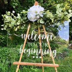 Handmade Water-Resistant Wedding Welcome Sign – 20″ Vinyl Decal for Reception