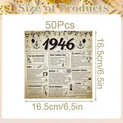 80th Birthday Disposable Paper Napkins Party Decorations, 1946 80th Vintage B…