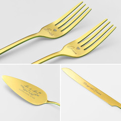Wedding Cake Knife and Server Set, Gold Cake Cutting Set for Wedding, 4 Pieces S