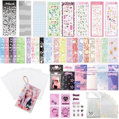 6 Kpop Photocard Holder Keychain Toploaders,6 Wrapped Gift Sets，50 Hologr
