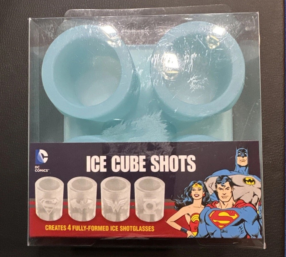 DC Comics Superheroes Frozen Formed Icon Ice Cube Shot 4-Pk In Gift box