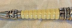Silver plated Cake Knife & Server Set with Ivory Colored Ribbed Handles, Glossy