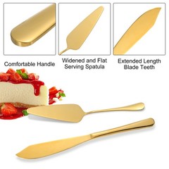 Wedding Cake Knife and Server Set Gold Cake Cutting Set 11/9 Inch