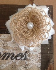 Primitive Barn Wood Burlap Panel Here Comes The Bride Flower Wedding Shabby Chic