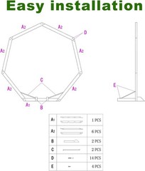 7ft Rustic Wedding Arch Wooden Heptagon with Simple Assembly Instructions