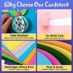 CreGear 40 Sheets Colored Cardstock Printer Paper 8.5 x 40 Sheets, [MULTI]