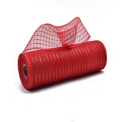 10 Yards Metallic Mesh Ribbon for Decoration/Wreath 6″ x 10 yards(30 feet) Red