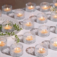 DEVI 24 Green Glass Votive Candle Holders for Wedding Decor