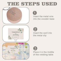 Table Number Holders Pack of 10 Metal Wire with Wooden Base for Better Stabil…