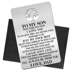 To My Son Wallet Card, Engraved Metal Wallet Insert Card Love Note from Dad,