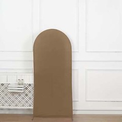 6 ft TAUPE Matte Fitted Spandex Round Top Arch Backdrop STAND COVER Party