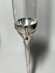 Vera Wang Love Knots Wedgwood Toasting Champagne Flutes Silver Love Knots Bows