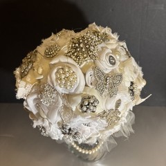 Handmade Unused Brooch Wedding Bouquet Ivory Cream White Colors Forever Bouquet