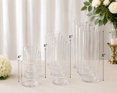 Nuogo 28Pc Clear Plastic Cylinder Vase Set Table Decoration 4”/6”/8”