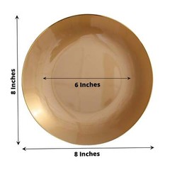 GOLD 10 Glossy 8″ Round Plastic Salad PLATES Gold Rim Party Events Decorations