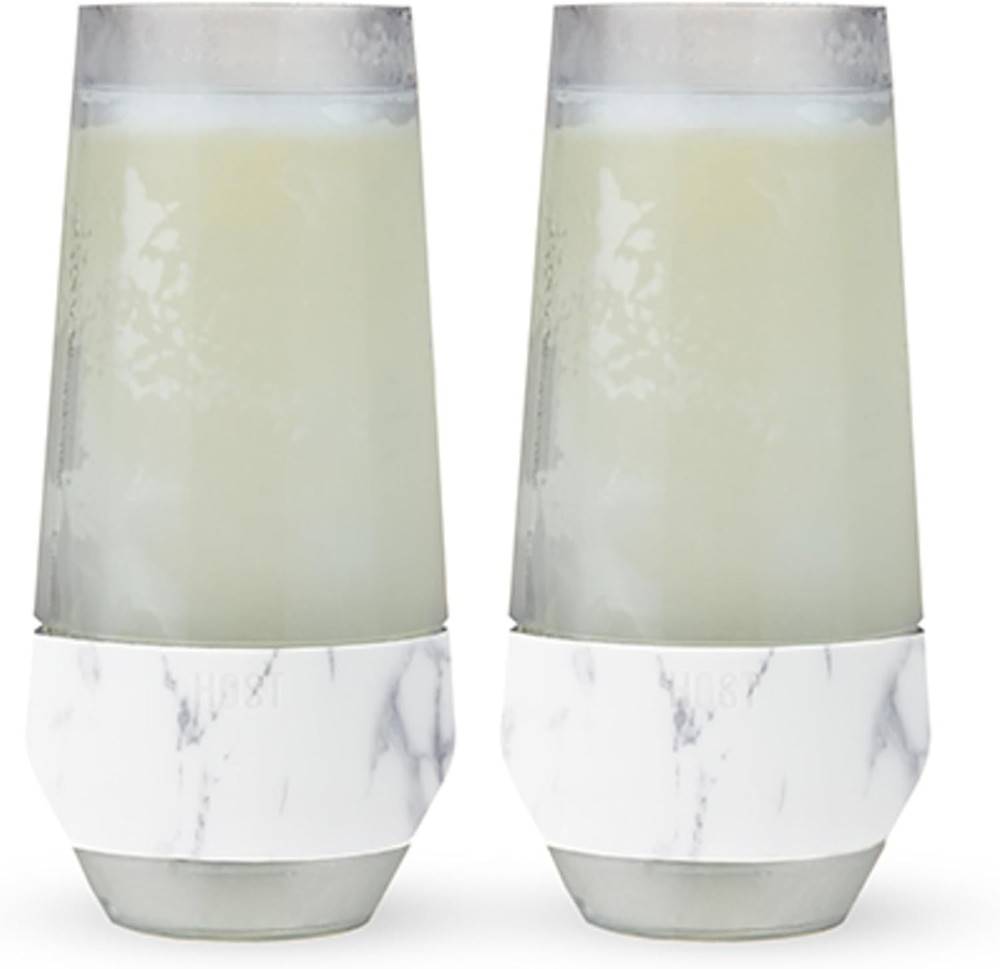 Host Champagne Freeze Stemless Chilling Wine 2 Count (Pack of 1), Marble