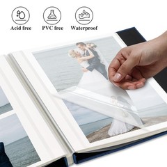 Self Adhesive Photo Album, Navy Blue Scrapbook Album with DIY 40 Blank Pages,…