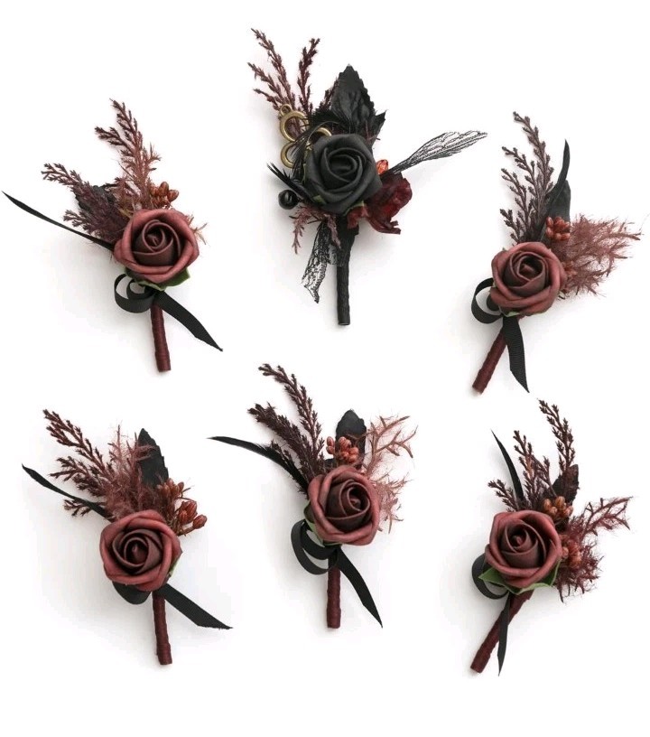 Ling’s Moment Boutonniere for Men Wedding,Set of 6 , Groom and Groomsmen…