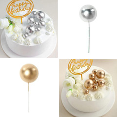 12 CAKE TOPPER Picks Faux Pearl Balls Cupcake Decorations Party Events Supplies