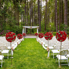 Artificial Flower Ball Wedding Centerpieces -10Pack Red Rose Silk Floral Half Ba