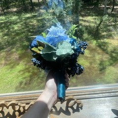 Bridal Wedding Bouquet Beautiful Budget Handmade Faux Flowers White Blue Green