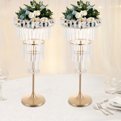 4-Tier Wedding Flower Stand Gold Acrylic Wedding Centerpieces Vases Table Decor
