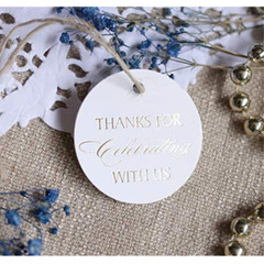 Gift Tags Thank You, Rose Gold Foil, 30 Pack, Thanks for Celebrating Tags Only