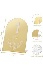 Gold Mirror Arch Wedding Table Numbers with Stands 1-15, 5×7 Acrylic Display