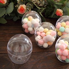 12 CLEAR 4 oz Mini Egg Shaped Plastic Dessert CUPS Party Events Home Decorations