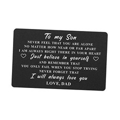 DEGASKEN To My Son Gifts Wallet Card from Dad, Encouragement 03 Son from Dad