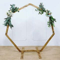 7 ft NATURAL Geometric Wood Wedding Arch Backdrop Stand Party Events Supplies