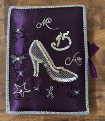 New 3pc Purple Silver Quinceanera Ceremony Set Bible Photo Album Guest Book READ