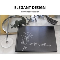 Funeral Guest Book with Silver Pen and Pen Holder, 82 Pages, 10.2×7.8″