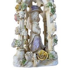 Wedding Cake Topper Bride & Groom 6”Roses Doves Hearts White Pink Purple Green