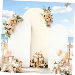 Arch Backdrop Cover, Wedding Arch Cover Spandex Fitted 4+5+6FT White+Beige