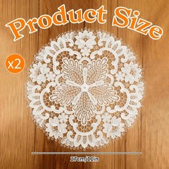 2 PCS Lace Doilies for Tables, 11 Inch 10.6 inches x inches, White