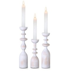 HOWSILAY Wood Candle Holder Candlestick Holders for Table Medium, White